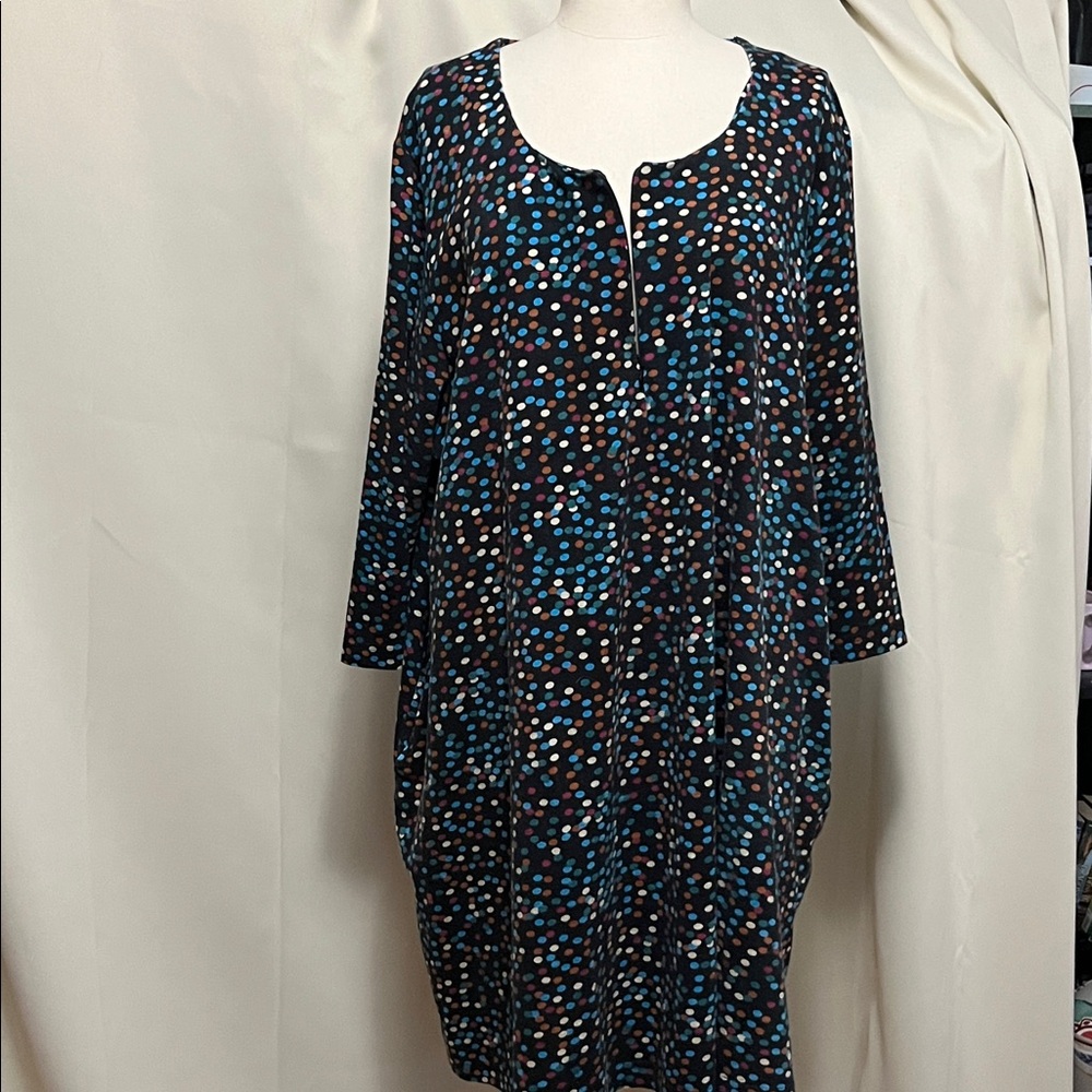 Ulla Popken 3/4 Sleeve Dress with Pockets & Zip Detail